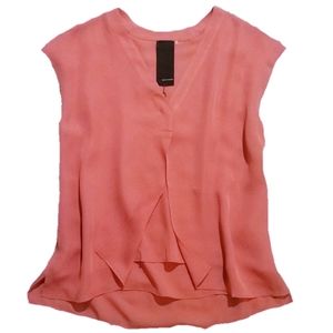 Heather by bordeaux 100% silk placket blouse